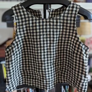 Notperfectlinen Bay Crop Tank, Mid Sand Gingham